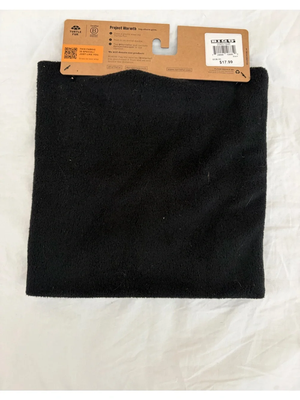 Turtle Fur Double-Layer Black Neck Warmer